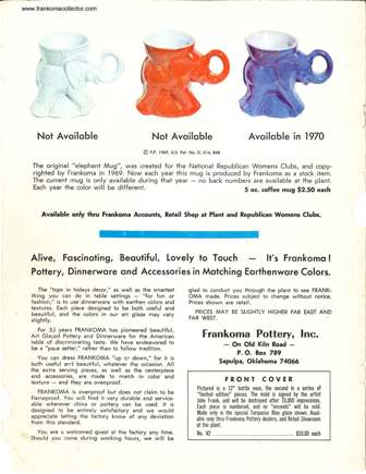 1970 Catalog Back Cover